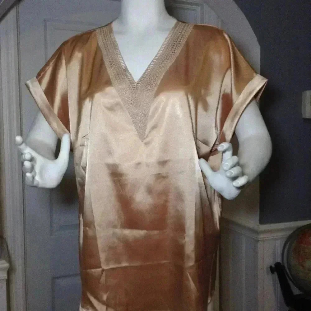 NWT Ekouaer Satin Pajamas - XL;  Silky, Sexy, Eclectic Grandma, Wedding Night